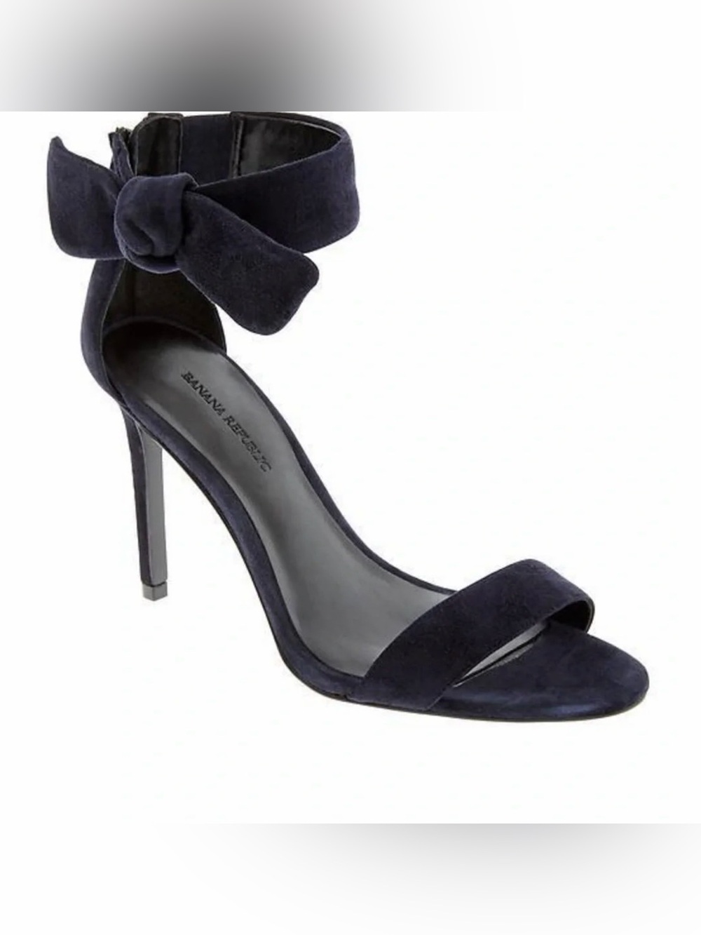 Banana Republic, Navy Ankle-Strap Bow Suede Stilettos, Blue, US 8.5 - Picture 2 of 9
